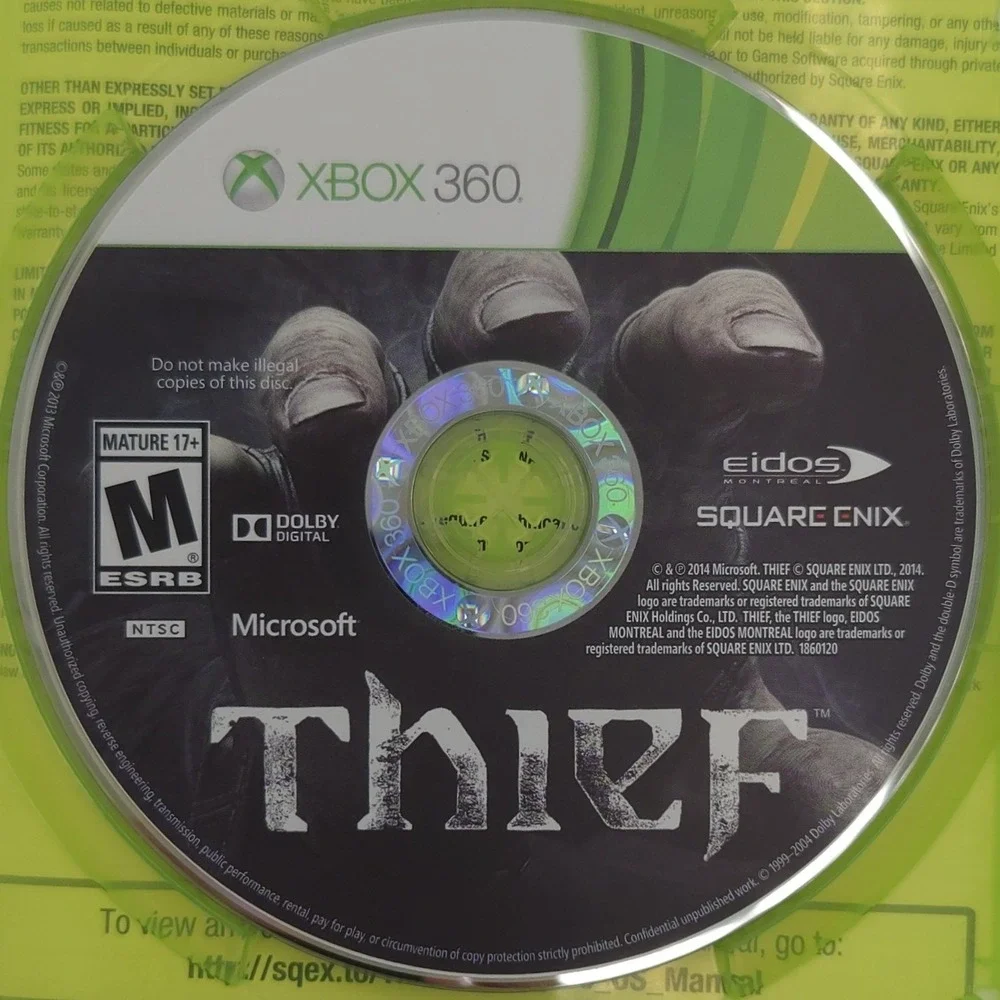 Thief - Xbox 360 - CIB w/ Insert - Tested - Square Enix Stealth
